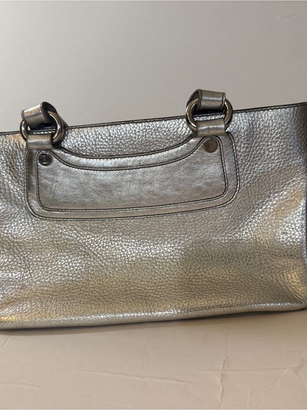 Celine Metallic Silver Pebbled Leather Boogie Tote - Picture 3 of 16